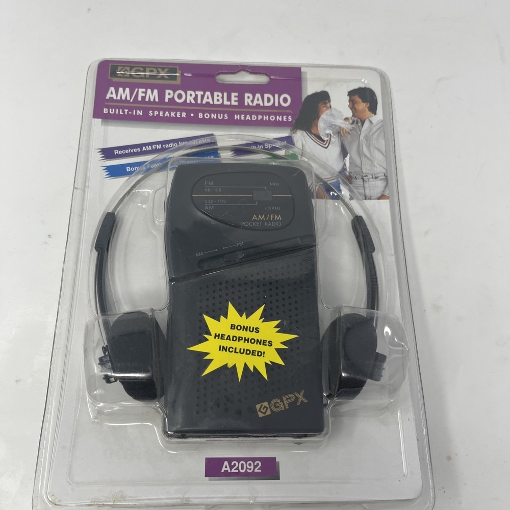 Vintage 90s GPX A2092 Pocket Travel Radio Tested AM/FM Headphones NEW